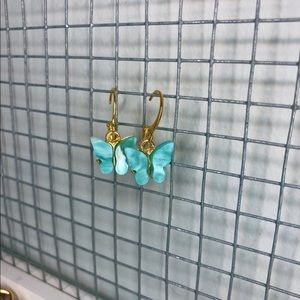 Aqua blue butterfly earrings